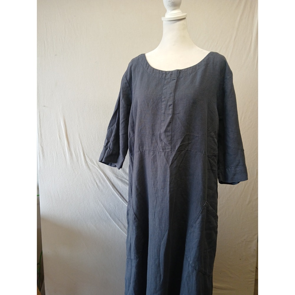 Cut loose 100% linen dress lagenlook coastal grandma lantern cottagecore USA